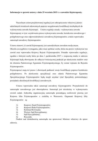Rejestracja fizjoterapeutów